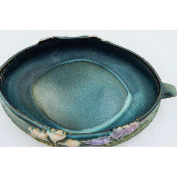 Roseville FREESIA Green 1945 Vintage Art Pottery Ceramic Console Bowl 466-10 - Picture 5 of 15